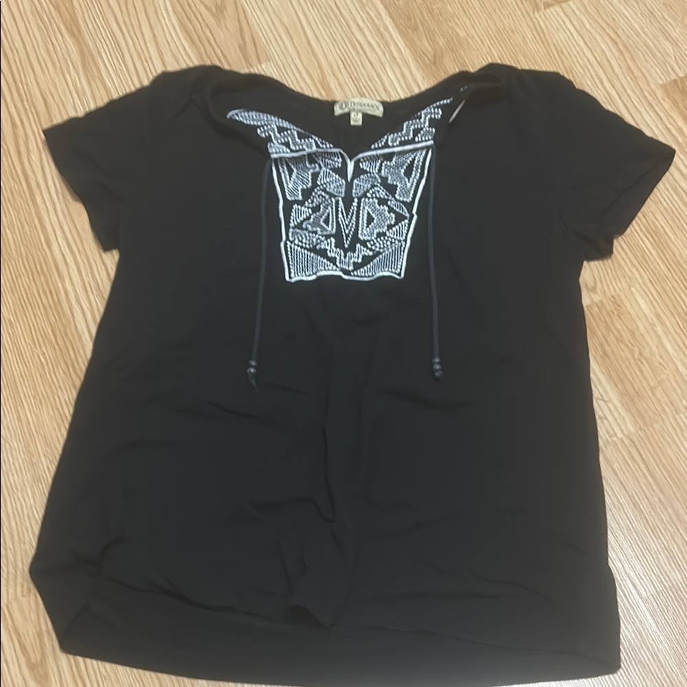 Black Embroidered Women's Top